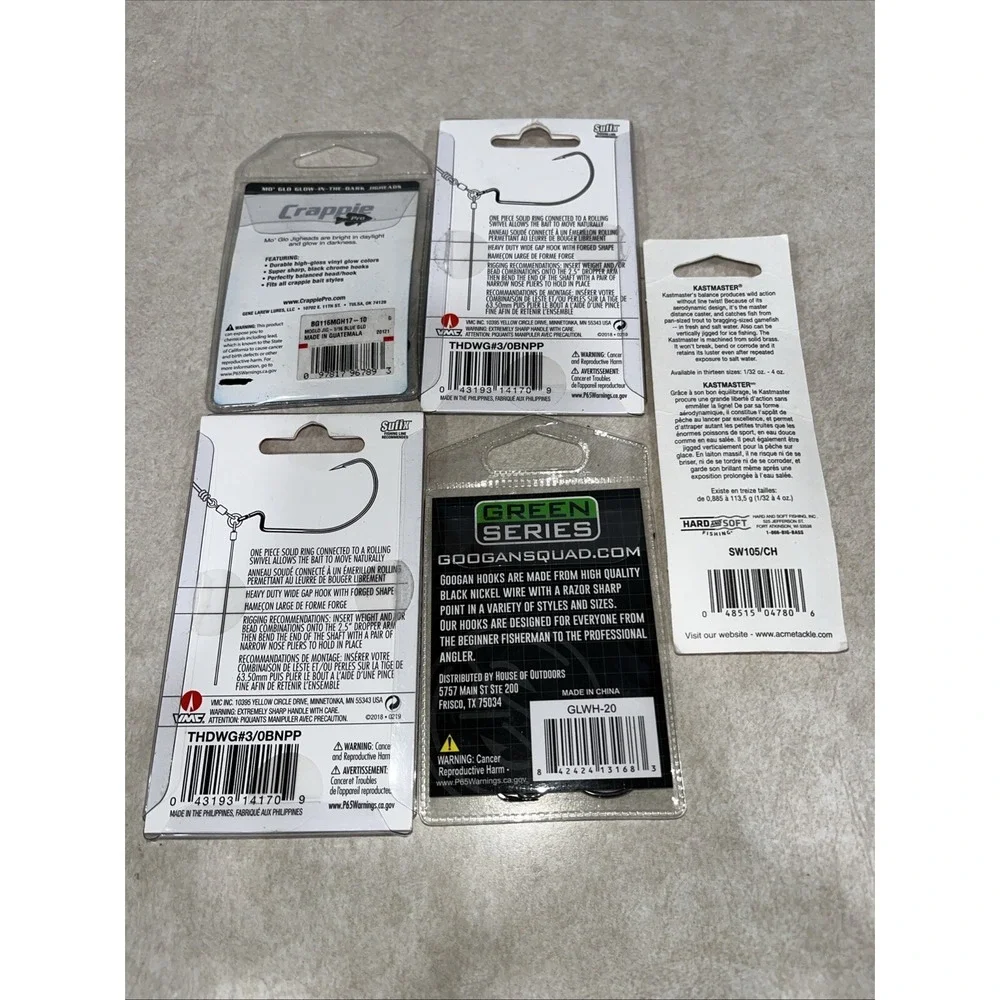 5 Pack Fishing Lot GOOGAN VMC Hooks Heads
